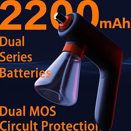 Cordless Electric Disinfection Fogger, Detachable Stainless Steel Nozzle, 3-Gear Adj 14.2oz Sanitizer Atomizer, Blue Light Nano Spray Gun for Place Cleaning/High-Touch Item Contactless Sanitization