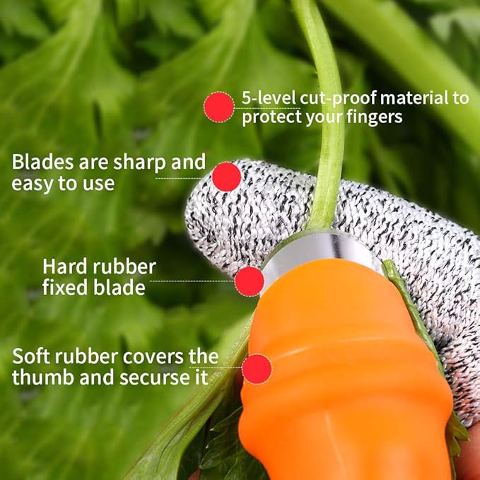 Garden Silicone Thumb Knife, Finger Knife-Plants Picking Trim Tools(L)