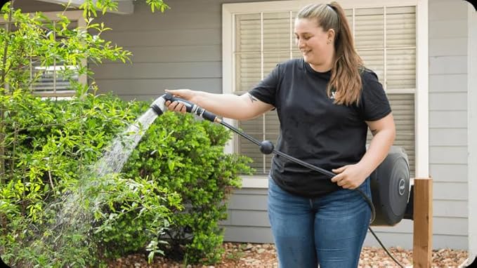 Garden Hose Nozzle - 9 Spray Patterns, Metal, Thumb Control, On/Off Valve, High Pressure Heavy Duty Water Hose Spray Nozzle for Gardening, Lawn Care, and Cleaning Tasks-Tidepool Blue