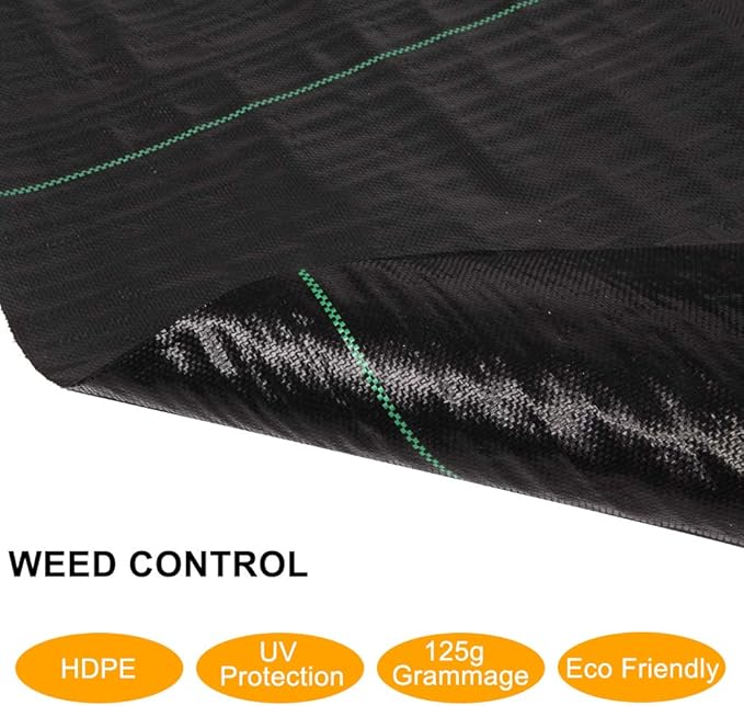 TUFFIOM 3 x 300 FT Weed Barrier Garden Landscape Fabric, UV-Resistance Ground Cover, 125gsm/3.7OZ Heavy Duty Material for Superior Weed Control, Perfect for Greenhouse, Yard, Flower Bed, Garden