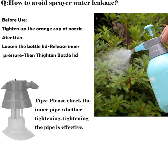 1/2 Gallon Handheld Pump Sprayer, 2 Pack Garden Pressure Sprayer with Adjustable Brass Nozzle, Multi-Purpose 75 Oz Water Spray Bottle Ideal for Watering, Fertilizing, Cleaning (Blue-2L)