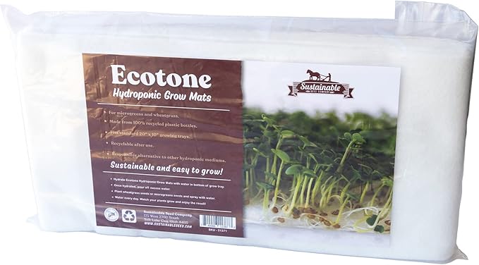 Ecoton Hydroponic Grow Mats - 10x20 Inches for 1020 Growing Trays - 120 Pack of Pads - Ideal For Small Microgreens and Sprouting Seeds - Made From Recycled Post-Consumer Material- Recyclable After Use