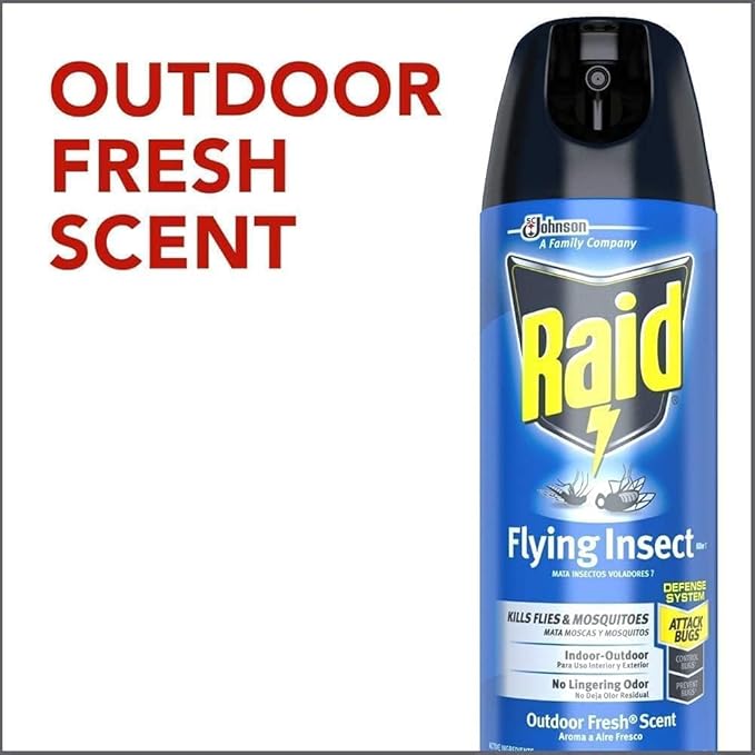 Raid Flying Insect Killer - Effective Bug Control Spray for Indoor & Outdoor Use - Fast-Acting Pest Repellent, 15 Oz (Pack of 8)
