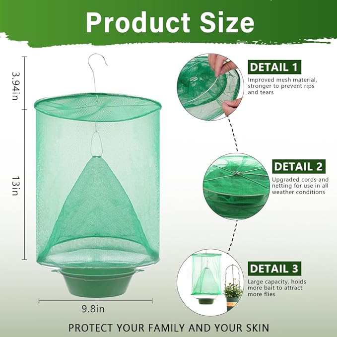Fly Trap Indoor and Outdoor, 8 Pack Reusable Hanging Fly Killer, Pest Control, Fly Traps for Ranch,Family Farms, Park, Restaurants