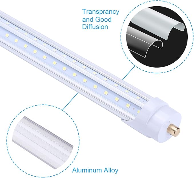 65W T8 V Shaped 8FT LED Tube Light 270 Angle, Single Pin FA8 Base 7800LM 6000K Cool White, 8 Foot Double Side (150W LED Fluorescent Bulbs Replacement),Dual-Ended Power AC 85-277V 12 Pack