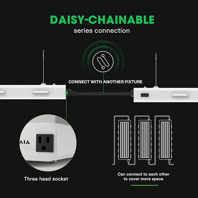 VIVOSUN T5 Grow Lights, 5000 Lumens per 4ft., 216W (4 X 54W), 6500K HO Fluorescent Tubes, with High-Output T5 Light Fixture Bulbs for Indoor Plants, 8ft Power Cord, 2 Hanging Cables, 2 On/Off Control