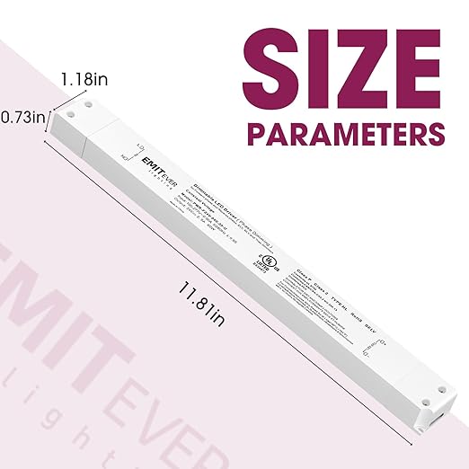 EMITEVER 60W Slim Triac Dimmable LED Driver,100-277V AC to 24V DC Power Supply,0-100% Dimming Transformer for LED Lights,Compatible with Lutron and Leviton Dimmers,Class 2,UL Listed