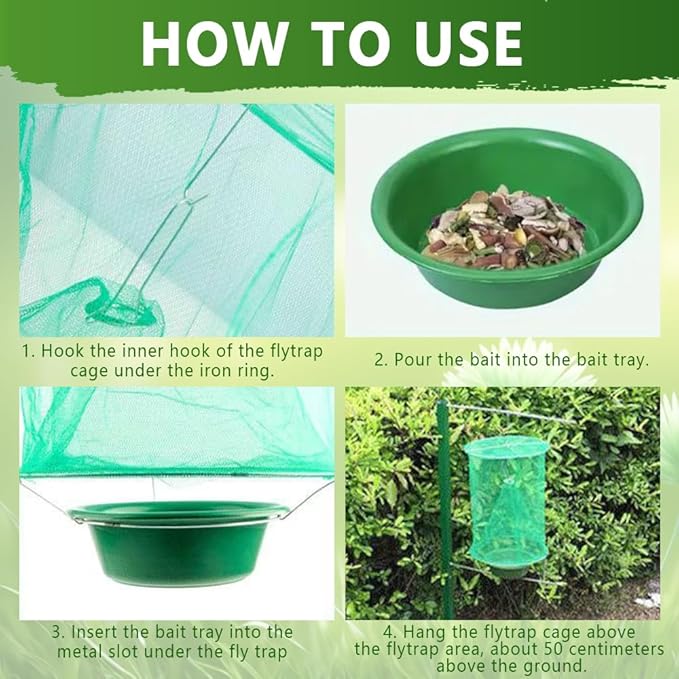 Fly Trap Indoor and Outdoor, 8 Pack Reusable Hanging Fly Killer, Pest Control, Fly Traps for Ranch,Family Farms, Park, Restaurants