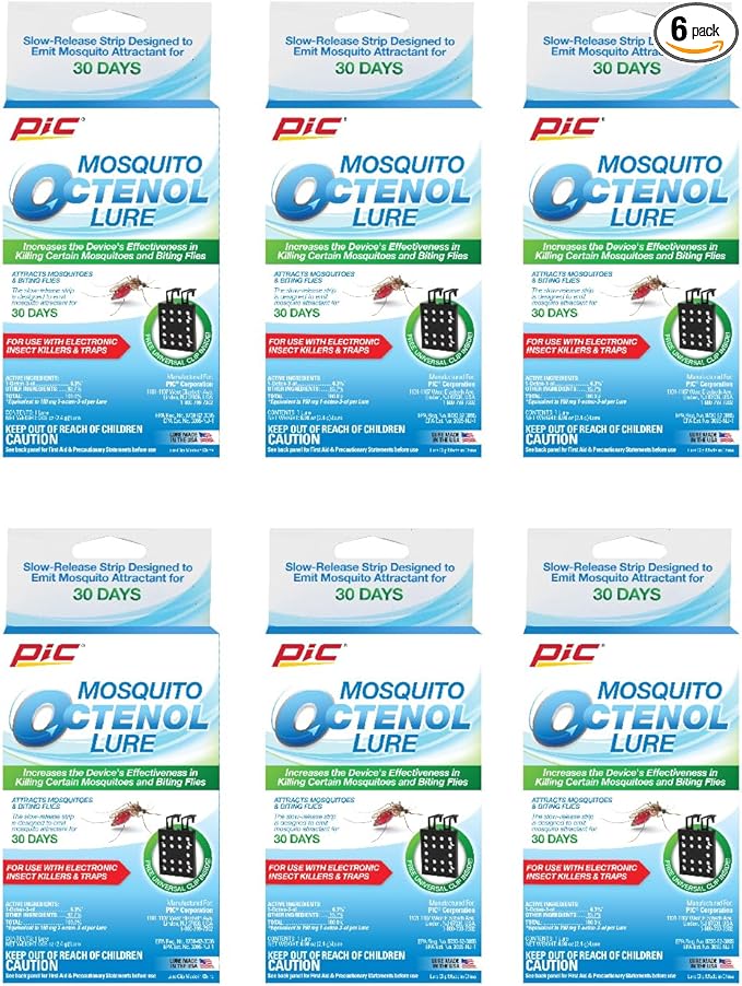 PIC Mosquito Octenol Lure (6 Pack), Attracts Mosquitoes, for Use with Electronic Insect Killers & Traps