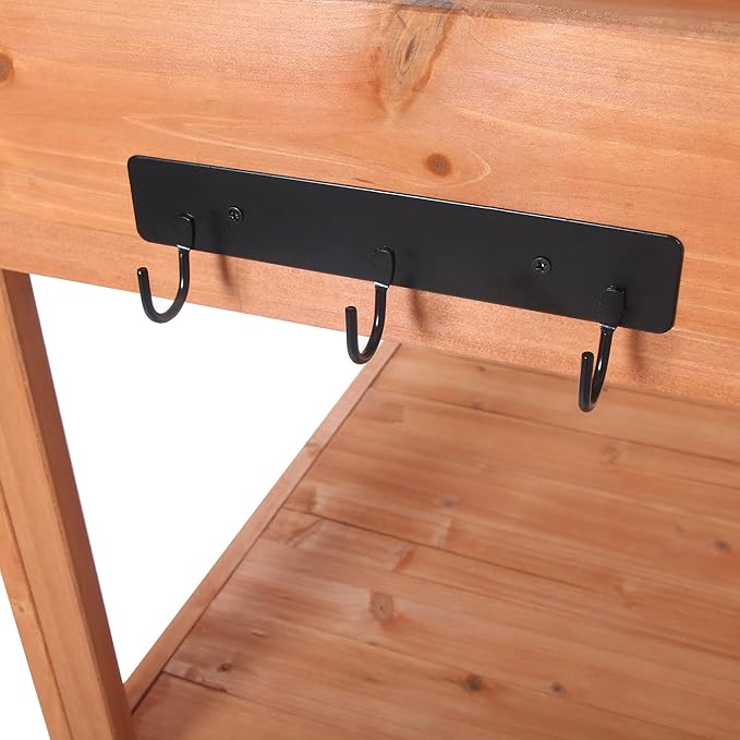 Outdoor Wooden Potting Bench Table β Farmhouse Garden Workstation with Drawers, Cabinet & Storage Shelves, Large Fir Wood Work Table for Patio, Backyard, Mudroom, Greenhouse (Natural, 65'' H)