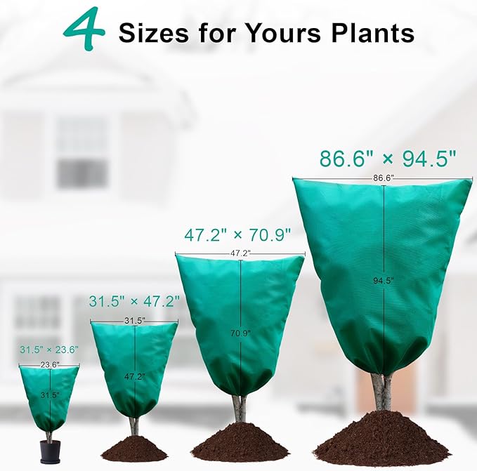 Insoma Extra Large Plant Cover Freeze Protection 86.6" W X 97.5" H, Outdoor Plants Frost Protection Covers with Zipper & Drawstring, Frost Blankets for Tree, Shrub Potted Plants Cover in Winter