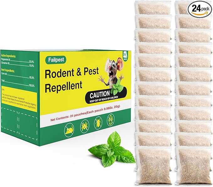 24PCS Rodent Repellent Pouches, Kid-Friendly, Non-Toxic and Safe
