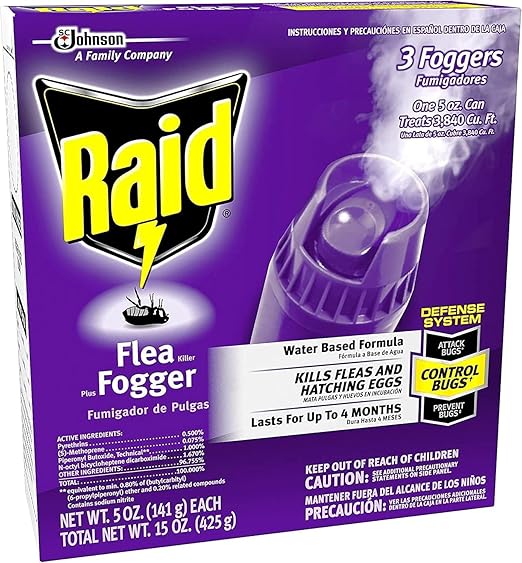 Raid Flea Flogger Plus Killer, Kills Fleas and Hatching Eggs 3 Count (Pack of 3)