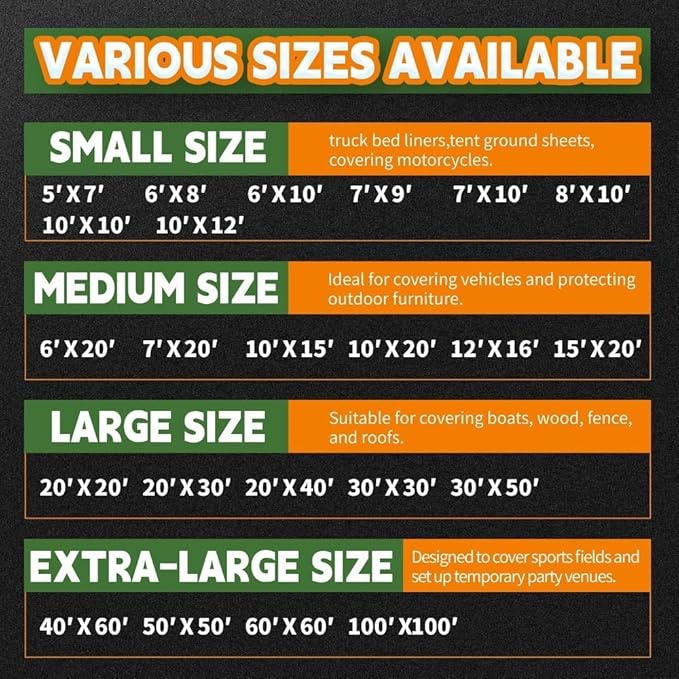 RAINDEWAY White Tarps 10x14 Feet,Heavy Duty Waterproof, 12 Mil Thick,UV Resistant, Weatherproof Poly Canopy Tarp,Camping,Carport,Finished Size