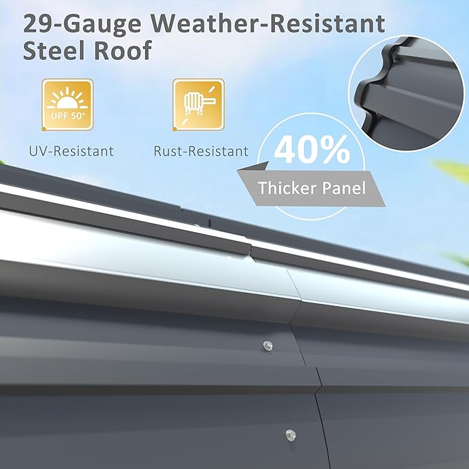 20x20 FT Heavy-Duty Carport with Metal Roof, Metal Car Port Canopy, Garage Car Shelter Shade for Outdoor, Car, Truck, Gray