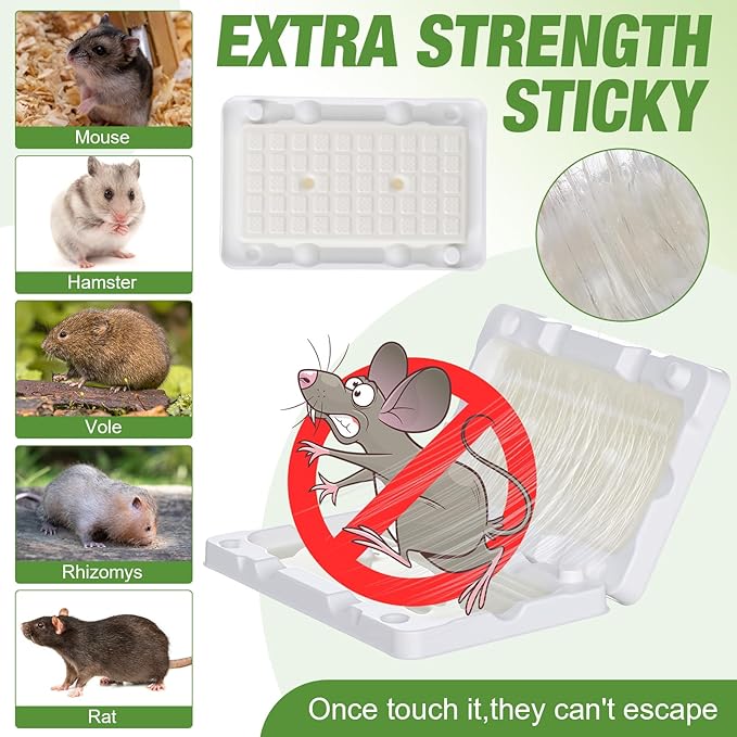 Qualirey 20 Pcs Baited Mouse Glue Traps Indoor for Home Adhesive Plastic Sticky Rat Traps Pads Bulk for House Pest Mice Rats Indoor Outdoor, Simple and Easy to Use (White)
