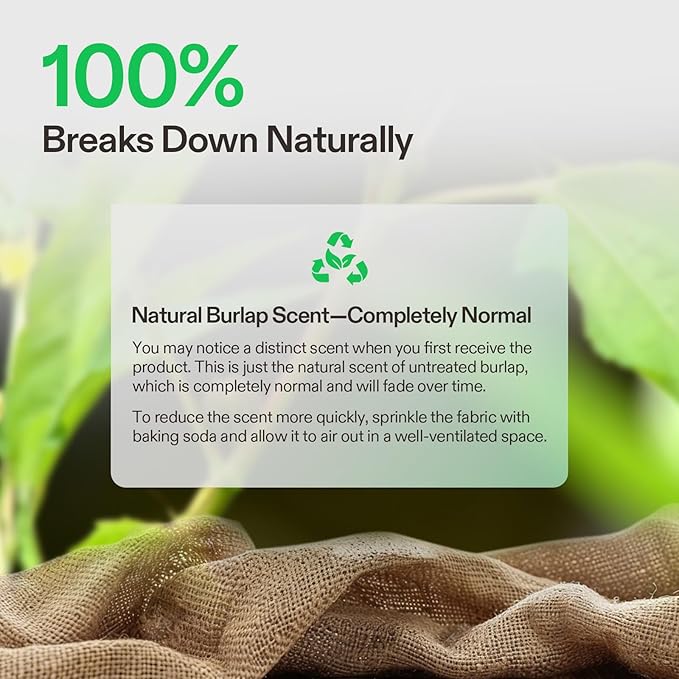 VIVOSUN 40 in x 75 ft Burlap Fabric, High Density Natural Jute Fiber, Multipurpose Burlap for Gardening, Outdoor Plant Care, Weed Barrier, DIY Crafts, and Decoration