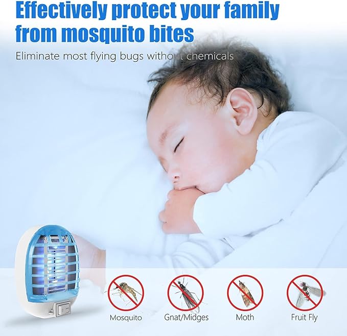2 Pack Bug Zapper Indoor, Electronic Mosquitoes Killer Zapper with Blue Lights for Living Room, Baby Room, Kitchen, Bedroom(4)