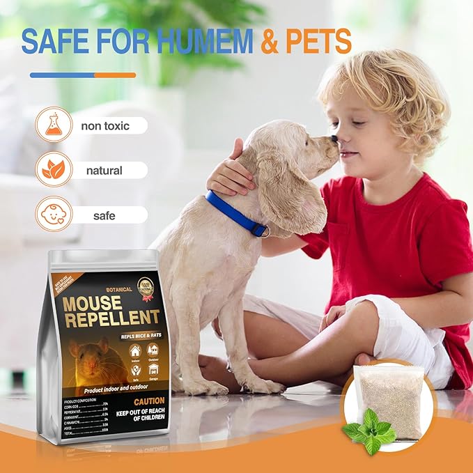 24 Pack Mouse Repellent Pouches,Rodent Repellent for Car Engines,Mouse deterrents That Works,Peppermint Oil to Repel Mice and Rat (Mint)