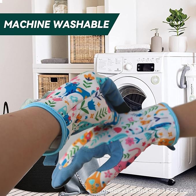 Gardening Gloves for Women, Printed Touchscreen Garden Gloves with Grip, Thorn-Proof Puncture-Resistant Work Gloves