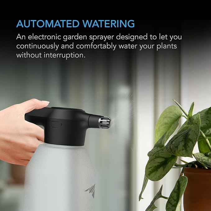 AC Infinity Automatic Sprayer, 2L Portable Electric Spray Bottle, USB Rechargeable with Adjustable Nozzle Spout for Plants Fertilizing Gardening and Cleaning (Frost)