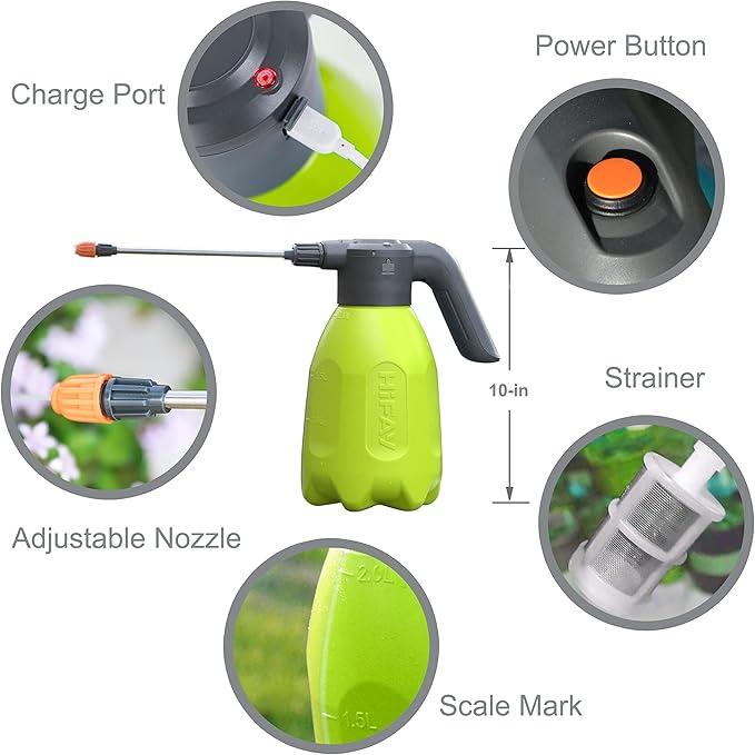 ES2-PRO Electric Spray Bottle 2L/0.5Gallon, Rechargeable Battery Powered Sprayer Spray 60 Bottles On a Single Charge, Automatic Plant Mister,Pump Sprayer,Indoor Watering Can for Plants