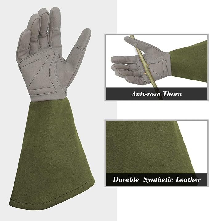 Kids Garden Gloves with Thorn Resistant, Embroidery Children Gardening Gloves with Extra Long Forearm Protection(6-8)