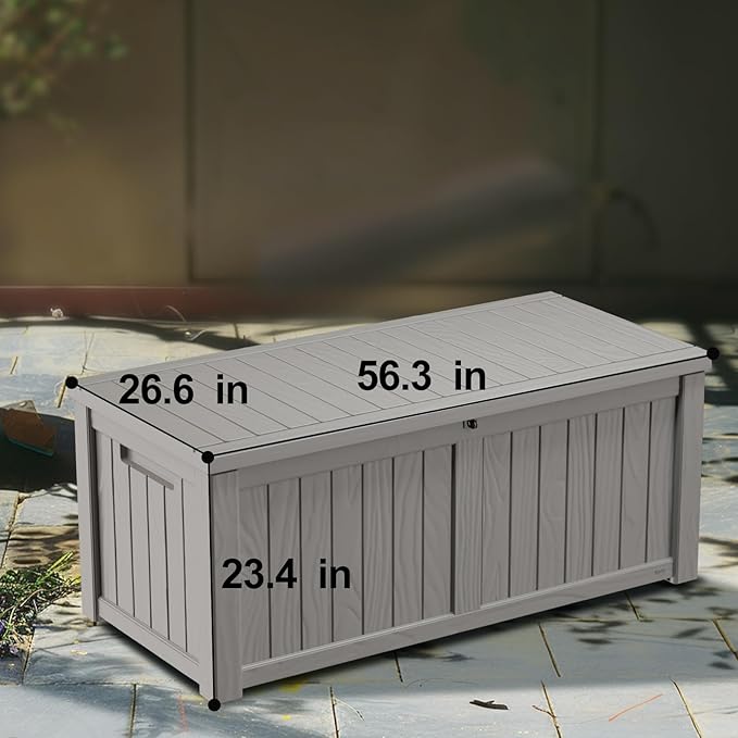120 Gallon Outdoor Storage Box – Resin Deck Box with Lockable Lid, Waterproof Patio Furniture Storage for Tools, Garden & Yard Organization