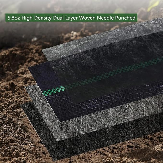 4ft x 300ft Weed Barrier Fabric Heavy Duty, 5.8oz Premium Landscape Fabric for Garden, Lawn, Driveway & Outdoor Weed Control, Durable Weed Fabric with High Permeability