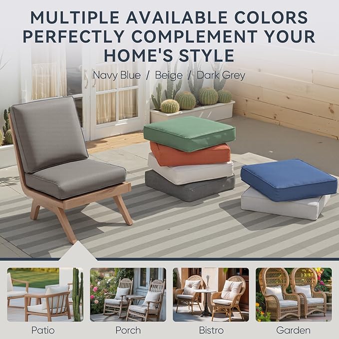 9-Piece Outdoor Patio Cushion Set - Fade & Water Resistant with Removable Olefin Cover, 22x24x4 Inch Memory Foam Cushions for Wicker Sectional Sofa – Grey/Regular