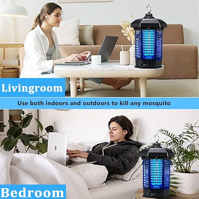 Bug Zapper Outdoor, Mosquitos Zapper, Flying Insects for Indoors 4200V Electric Mosquito Traps 15w Insect Control, Fly Zapper, Insect Trap for Yard, Electric Mosquito Killer for Home