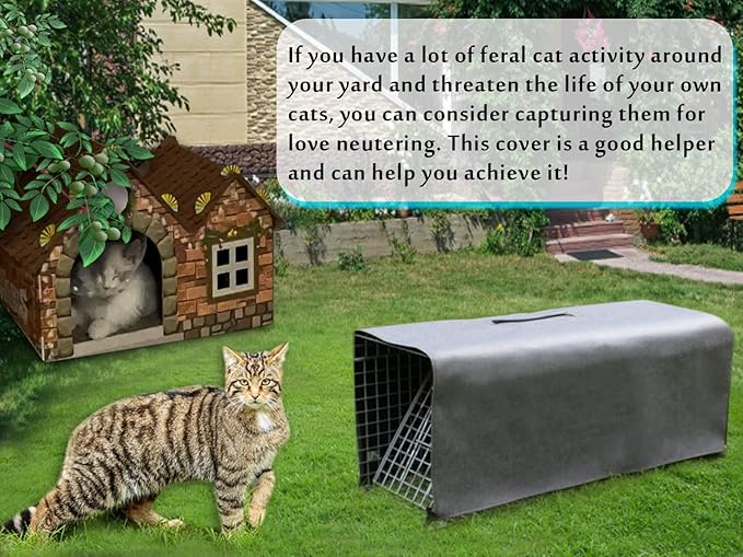 Deblue Trap Cage Cover, Cage Covers for Small Animal Trap Cage, Feral Cat Trap Covers for 1 Door Humane Animal Trap Cage 32 x 10 x 12 inches - (Only Cover)