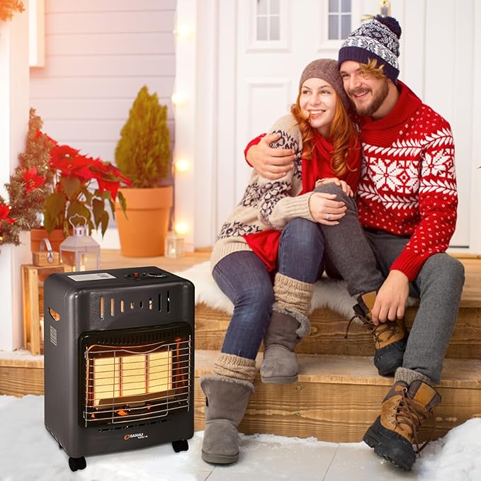 18,000 BTU Propane Heater for Garages, Construction sites and yards, Propane Cabinet Heater Quiet with Gas Regulator and Hose, Heating Area Up to 450 sq. Ft(Black)