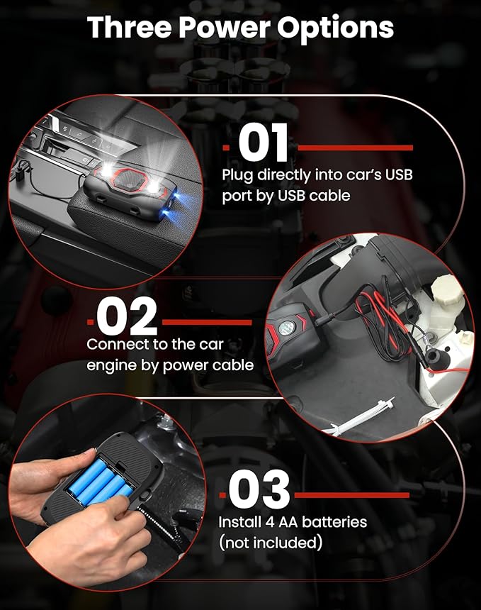 2 Pack Ultrasonic Rodent Repellent for Car Engines, Under Hood Mouse Repellent with 4 LED Strobe Lights, USB Powered, Keep Rats, Mice and Squirrels Away from Vehicles, RVs, Garages, Attics (2, Black)