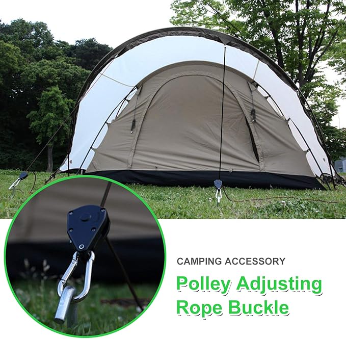 Rope Clip Hanger, 6 Packs 1/8 in Reinforced Adjustable Height Anti-Loose Design Gears Clip for Growing Light Fixtures, Hanging Plants, 8 FT Length 150lbs Weight Capacity