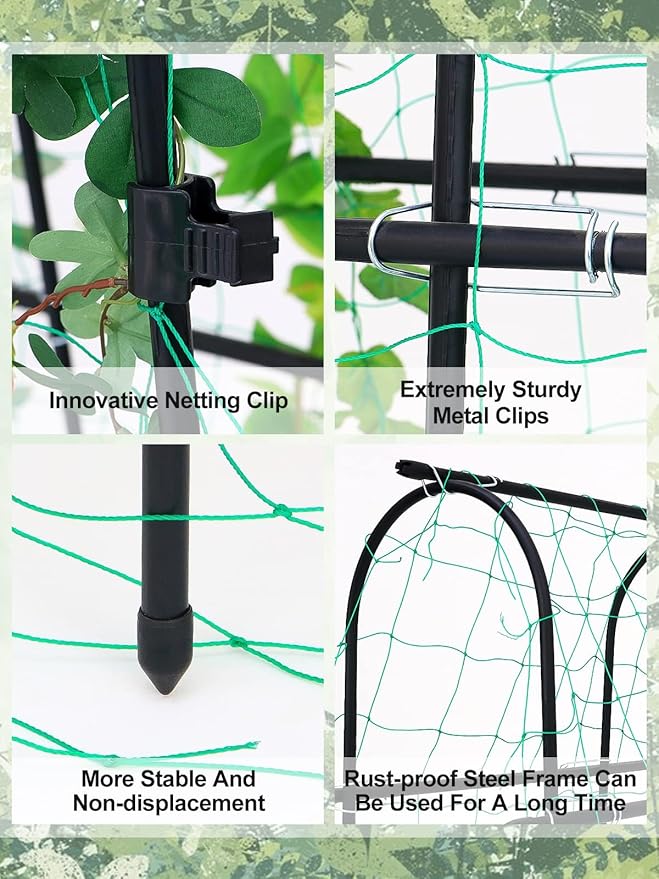 6Γ6 Feet Garden Trellis for Climbing Plant, Kalolary Large Garden Cucumber Trellis U-Frame Vegetable Beans Fruit Grow Trellises Rustproof Metal Plant Climbing Support for Indoor Outdoor Vine Stand