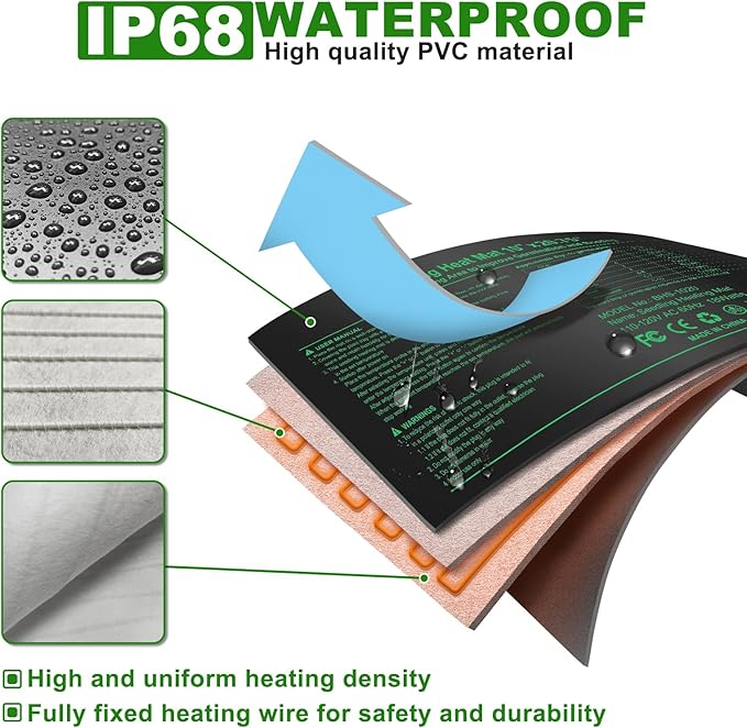 Bestio 10” x 20.75” in Seedling Heating Mat with Digital Thermostat Combo Kit, MET Certified Waterproof and Durable Plantg Heat Mat for Seed Starting,Suitable for Seeding,Indoor Gardening,Greenhouse
