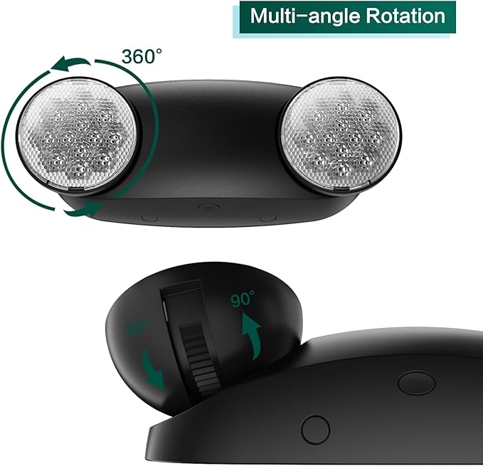 1 Packs Led Black Emergency Lights with Battery Backup Two-Adjustable?Bug Eye -UL 924?Certified Emergency Exit Signs-120-277VAC/Commercial Emergency Lights Fixtures/Indoor Exit Lights.
