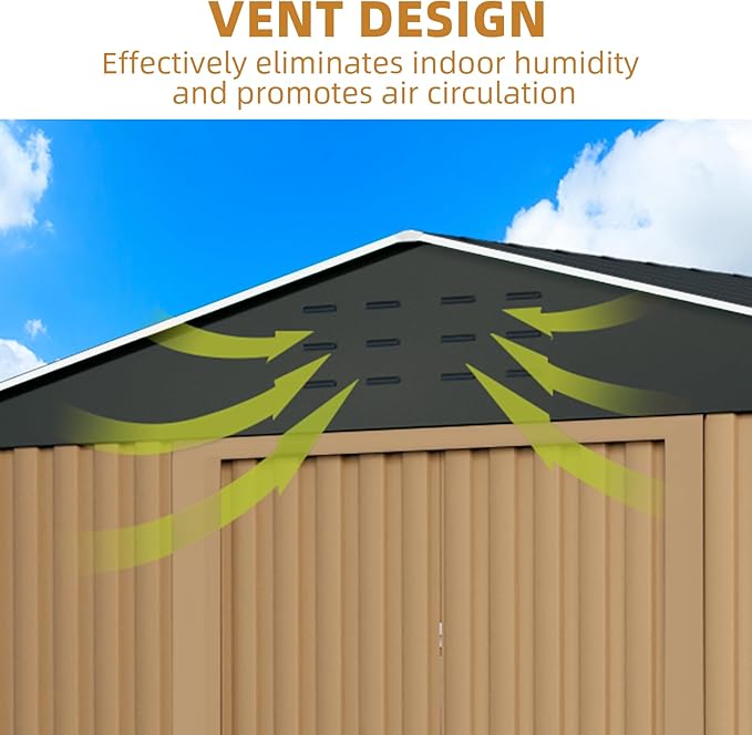 10x10 FT Outdoor Storage Shed,Large Metal Tool Sheds with Updated Frame Structure,Lockable Doors and Air Vents,Outside Garden Storage Shed for Outdoor,Garden Shed for Backyard Garden Patio Lawn