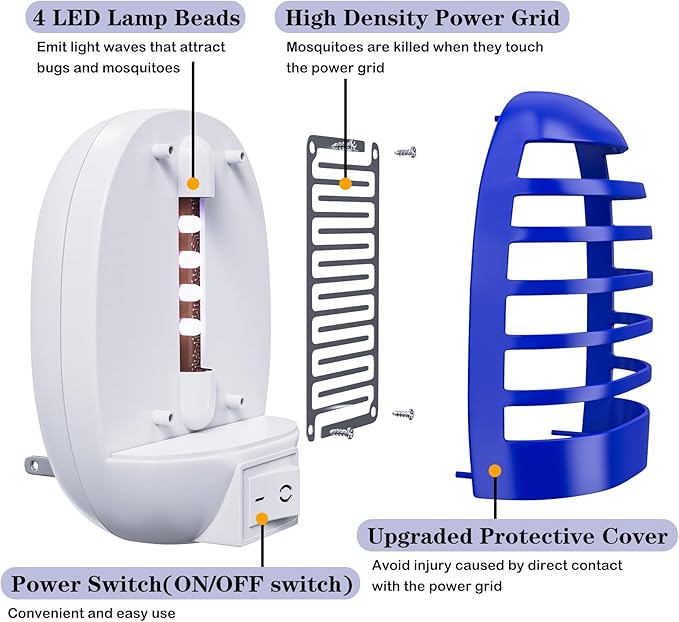 4 Pack Plug in Bug Zapper Indoor Flying Insect Trap, Electronic Mosquito Zappers Gnat Traps with LED Light for Patio, Bedroom, Kitchen, Office, Purple