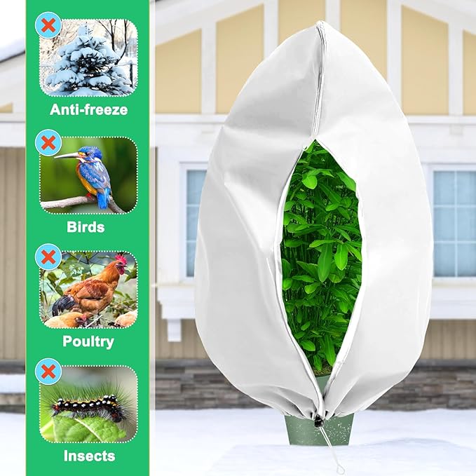 DQS 2 Pack Plant Covers Freeze Protection, 70.8" x82.6" Winter Frost Protection Blankets Frost Cloth,Suitable for Outdoor Winter Frost, Cold Weather, shrubs, Trees, Jackets, and coverings