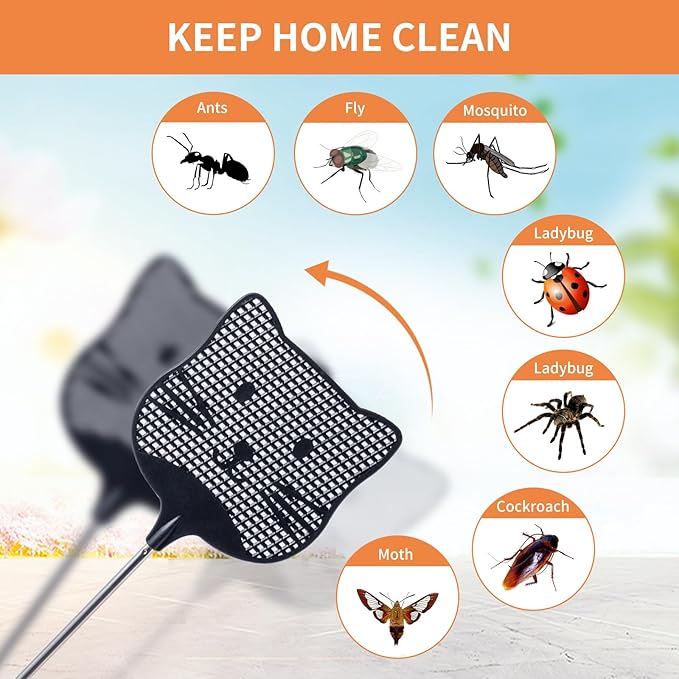 3 Pack Extendable Fly Swatter, 25 inch Long Handle Flyswatters, Plastic Heavy Duty Fly Swatters Manual for Indoors Patio Garden and Outdoors Black