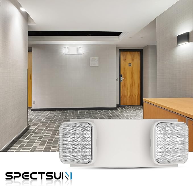 1 Pack Commercial Emergency Light with Battery Backup, Emergency Lights for Business-Hard Wired, UL 924 Certified,AC 120/277V,Two Head Adjustable LED Emergency Lighting.