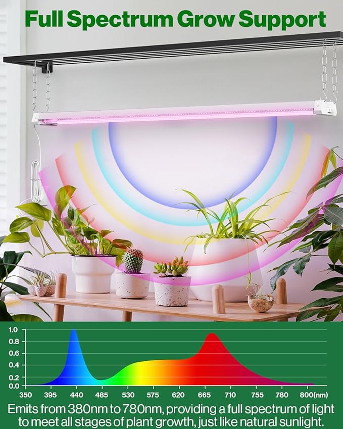 Sunco 4FT LED Grow Light for Indoor Plants 40W, Full Spectrum, Hanging Suspended Fixture, Linkable, Plug in, Greenhouse Year Round for Indoor Plants Seedlings Vegetables Flowers 2 Pack.