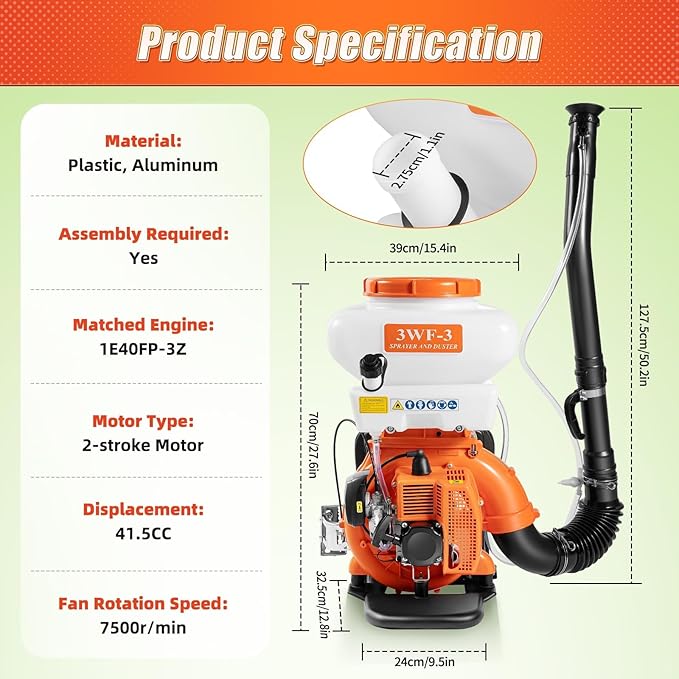 2.13kw Gas Powered Backpack Fogger Leaf Blower Sprayer Machine - 3.7Gal Sprayer for Efficient Garden Spraying and Outdoor Protection