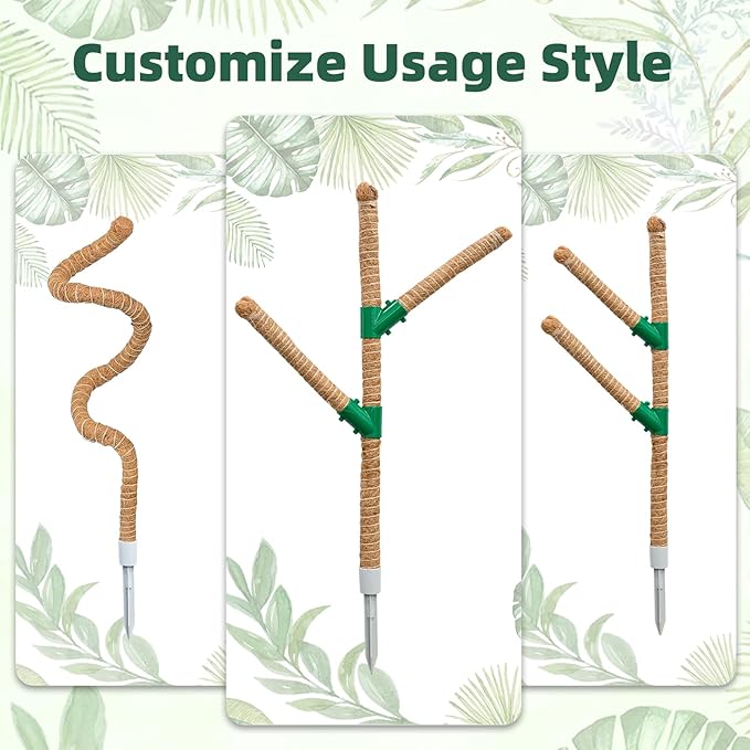 Moss Pole 30 Inch, 2 Pack Monstera Plant Support, Bendable Plant Stakes for Indoor Plants, Plant Sticks Support Tall,Coco Coir Plant Poles for Climbing Plants, Pothos, Philodendron