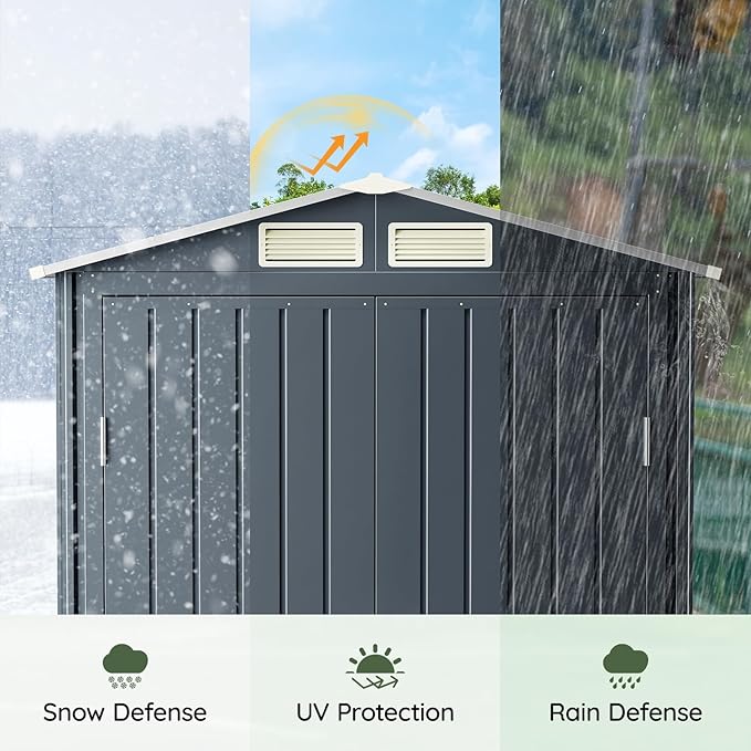 5x3 FT Outdoor Metal Storage Shed, Double Door, 1 Clear Window, Tool Shed for Garden, Patio, Backyard