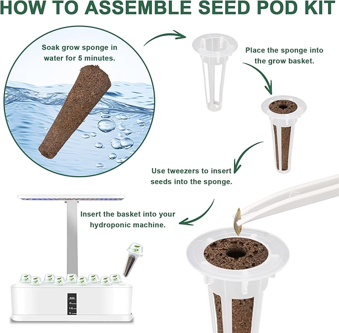 Lettuce Seed Pod Kit Included Romaine, Bibb Lettuce, Boston Lettuce, Red&Green Leaf, Grow Anything Seed Starter Pod Kit for Hydroponics Growing System with Plant Food and Accessories (8-Pod)