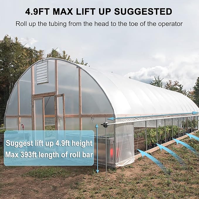 UYGALAXY 2PCS Greenhouse Sidewall Manual Film Roll up Hand Crank Winch for Greenhouse Ventilation Agricultural