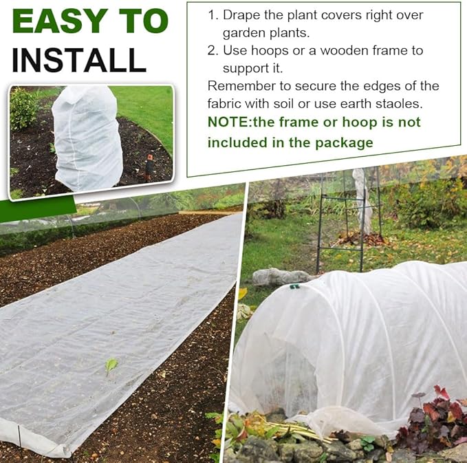 7 x 17 FT Plant Covers Freeze Protection – 1.2oz/yd² Frost Blankets for Outdoor Plants, Winter Tree Protection Cloth, Garden Frost & Heat Shield Floating Row Cover